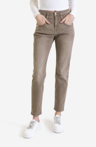 SPODNIE JEANS ELENA - ciemnobeżowy