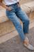 SPODNIE JEANS CORONA - niebieski marmurek
